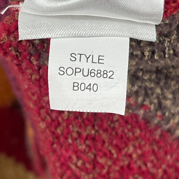 SIGRID OLSEN Sweater Womens PL Petite Colorblock Shawl Wool Blend Cardigan Red - Picture 11 of 14